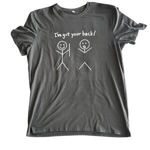 Ive Got Your Back Stick Figure Graphic T-Shirt XL Black Cotton Mens Tee